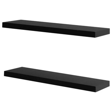 Floating Shelves Wall Mounted Shelf Set of 2, Black, 24''