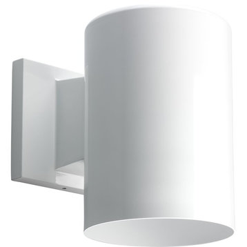 Progress Lighting 1-Light Wall Lantern Metal Cylinder, White
