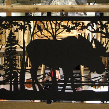 Balcony & Stair Railing Panel with Moose & split rail