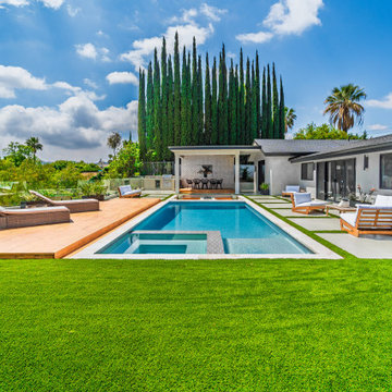 View Across the Lawn to the Pool and Spa
