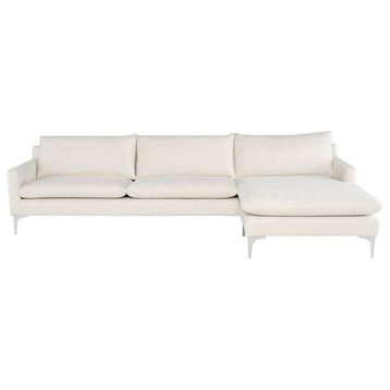 Nuevo Furniture Anders Sectional Sofa in Coconut/Silver