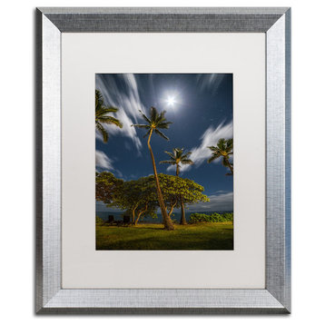 Pierre Leclerc 'Moonlit Palm Trees' Matted Art, Silver Frame, White, 20x16