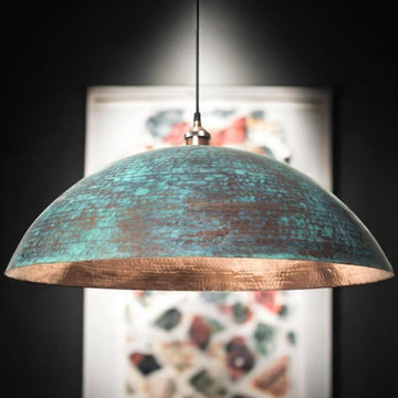 Patina Copper Dome Pendant Light