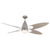 Butterfly Brushed Steel One-Light 54-Inch Outdoor Ceiling Fan