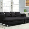 Contemporary Charcoal Fabric Upholstered Sectional Sofa With Ottoman