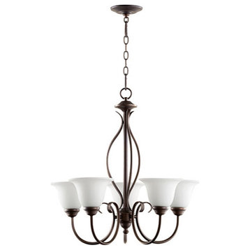 Spencer Transitional Chandelier in Oiled Bronze W/ Satin Opal