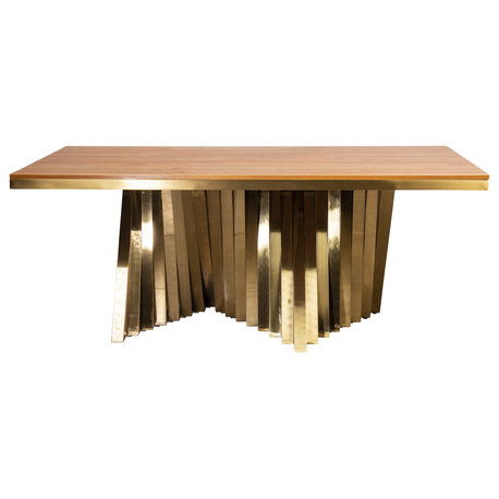 Waterfall Wood Top Dining Table for 8