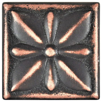 Mediterrenean Metal Insert Tile Oil Rubbed Bronze 2"x2", Set of 8