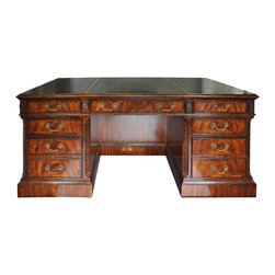 Lloyd Buxton Reproduction English Partners Desk with Leather Top - Products