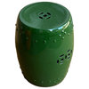 Oriental Double Coin Pattern Solid Green Porcelain Round Stool Hcs7559