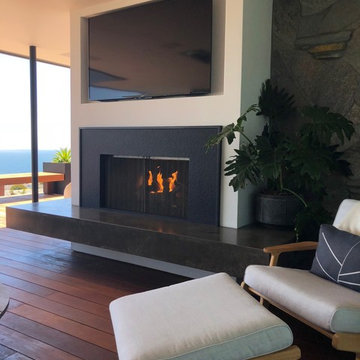 Concrete hearth floating bench
