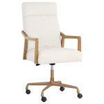 Sunpan - Collin Office Chair - Create a distinguished workspace with the handsome Collin office chair. The exposed natural oak wood arms and bronze base offer an airy element while paired with heather ivory tweed performance fabric. Performance fabric is moisture repellent, durable and easy to clean.