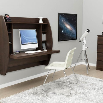 Prepac Tall Wall Hanging Desk with Storage | Espresso - $194.70