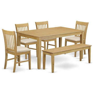 Bowery Hill 6-piece Traditional Wood Dinette Table Set in Oak