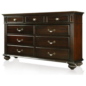Bowery Hill 9-Drawer Traditional Solid Wood Dresser in Walnut