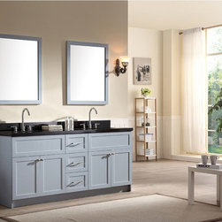 73 inch Transitional Double Sink Bathroom Vanity Set in Grey Finish - Bathroom Vanities And Sink Consoles