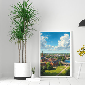 Country Home Decor Canvas Art - Peaceful City Meadow Painting