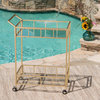 GDF Studio Alice Outdoor Modern Bar Cart with Tempered Glass, Gold