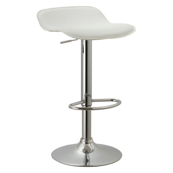 Countoured Contemporary Backless Swivel Adjustable Barstool, White