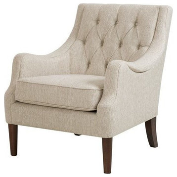 Madison Park Qwen Button Tufted Chair, Cream