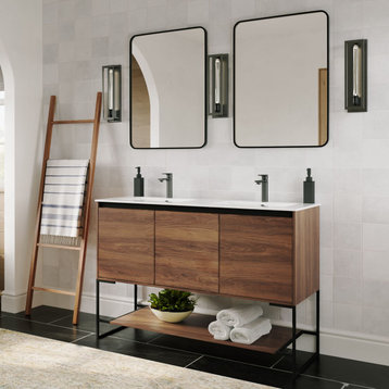 Foundry Bathroom Vanity, Double Sink, 48", Walnut, Freestanding