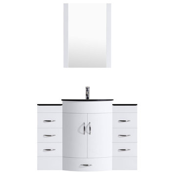 54" White Vanity, 30" Single Sink Base, 12 Drawer Bases, LV5-C5-54-W