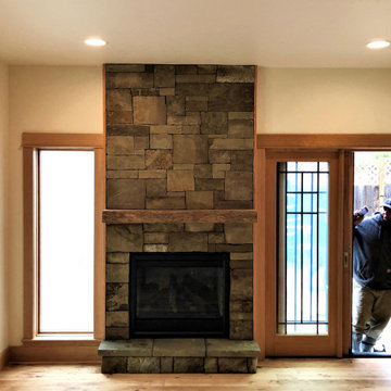 Family Room Addition with Two-Sided Fireplace & French Doors