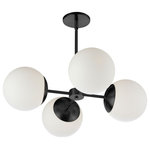 Dainolite - 4-Light Transitional Globe Chandelier Dayana, Matte Black - 24" Matte Black Dayana Chandelier. This 4 light LED compatible is recommended for the ceiling in a Living Room. It requires 4 Halogen G9 bulbs, is covered by a 1 Year Warranty and is suitable for either a residental or commercial space.