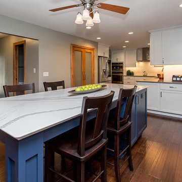 Redesigned White & Blue Kitchen