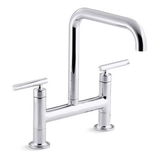 Purist single-hole kitchen sink faucet with 8-inch pull-out spout