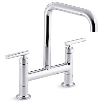 Kohler Purist Deck-Mount Bridge Kitchen Faucet w/ 8-3/8" Spout, Polished Chrome