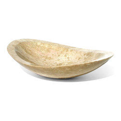 D'Vontz Oval Stone Vessel in Beige Travertine - Products
