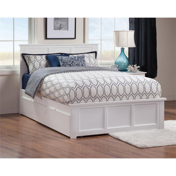 AFI Madison Solid Wood Queen Bed and Footboard with Twin XL Trundle in White