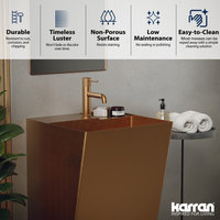 Karran Cinox Stainless Steel Rectangular Pedestal Sink, Brushed Copper