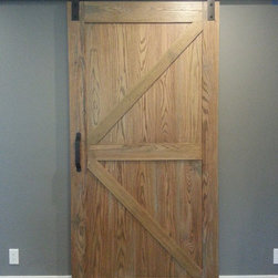 Distressed Red Oak Barn Door Slider - Interior Doors