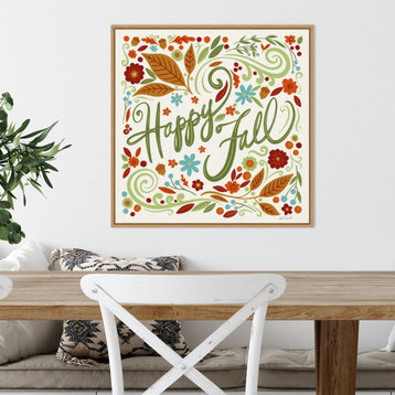 Canvas Art Framed 'Happy Fall I' by Anne Tavoletti, Outer Size 22x22