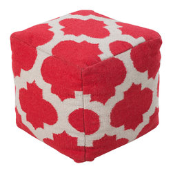 Red Moroccan Tile Pouf - Floor Pillows And Poufs