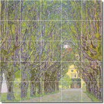 Picture-Tiles.com - Gustave Klimt Village Painting Ceramic Tile Mural #65, 21.25"x21.25" - Mural Title: Avenue In The Park Of The Schloss Kammer