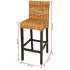 vidaXL Bar Chairs Bar Seats Counter Height Stools 2 Pcs Solid Wood and Abaca