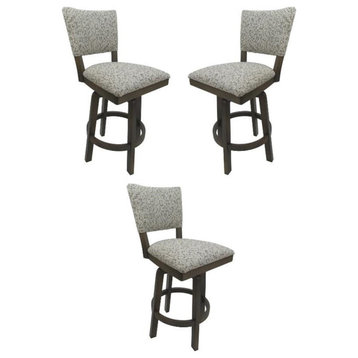 Home Square 26" Swivel Wood Counter Stool in Spring Mix Gray - Set of 3