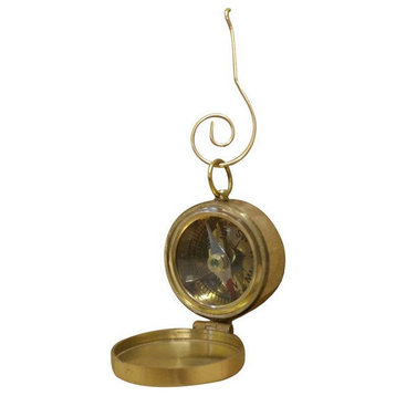 Solid Brass Decorative Compass With Lid Christmas Ornament 4"