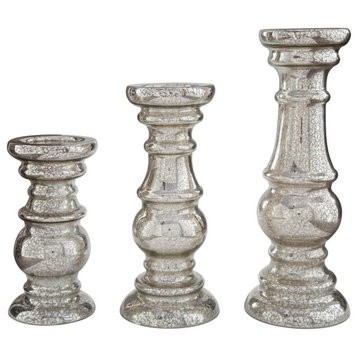 Rosario Silver Finish Candle Holder Set of 3