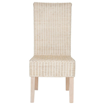 Sergio 18" Wicker Dining Chair, Set of 2, White Washed