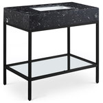 Meridian Furniture - Marmo Bathroom Vanity, Black, 36" Wide, Matte Black Finish - Give your bathroom a fresh new look with this Marmo 36-inch bathroom vanity. This eye-grabbing vanity gives your restroom a spa vibe that's oozing contemporary charm and sophistication. The black engineered stone sink features white veining for an upscale presentation and rests on a matte black-finish stainless steel base for long-lasting beauty and performance. Ceramic construction ensures durability, so you can count on this 36-inch sink lasting for the long haul.