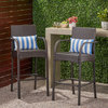Beatrice Outdoor Wicker Barstool Chair, Set of 2, Multi-Brown