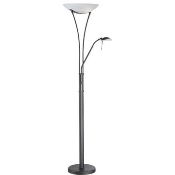 Torchiere/Reading Lamp Blk/Frost E27 Cfl 23Wx2&Jcd/G9 35W