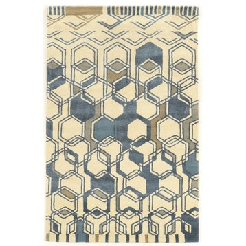 Linon Aspire Triangle Hand Tufted Wool 2'x3' Rug in Ivory