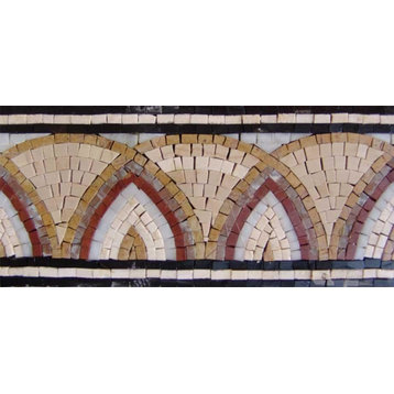 Marble Mosaic Border, Arc Patterns, 6"x12"