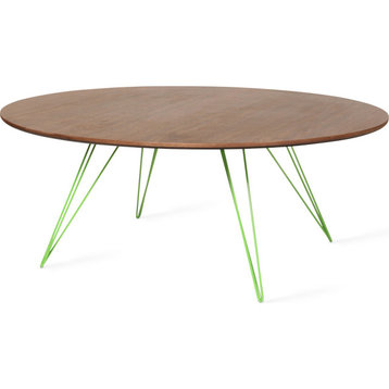 Williams Round Coffee Table - Green, Large, Walnut