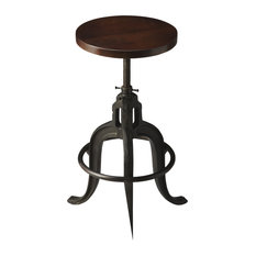 Butler Specialty Company - Revolving Recycled Wood  and  Iron Bar Stool - Bar Stools and Counter Stools